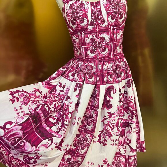 Dolce & Gabbana Red Porcelain Slip Dress - Picture 2 of 6